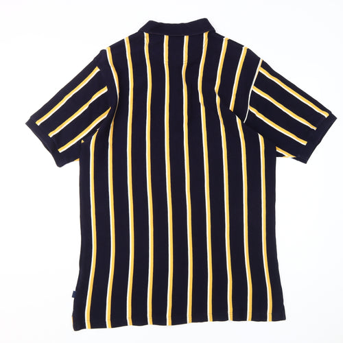 Maine New England Men's Black Striped Polo, Size L