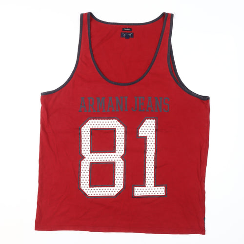 Armani Jeans Men's Red Sleeveless T-Shirt L