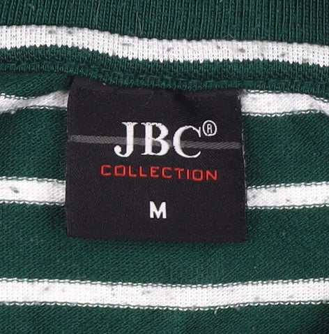 JBC Men's Green Striped Polo Shirt M Collared