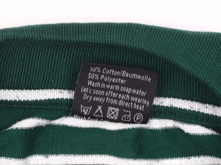 JBC Men's Green Striped Polo Shirt M Collared