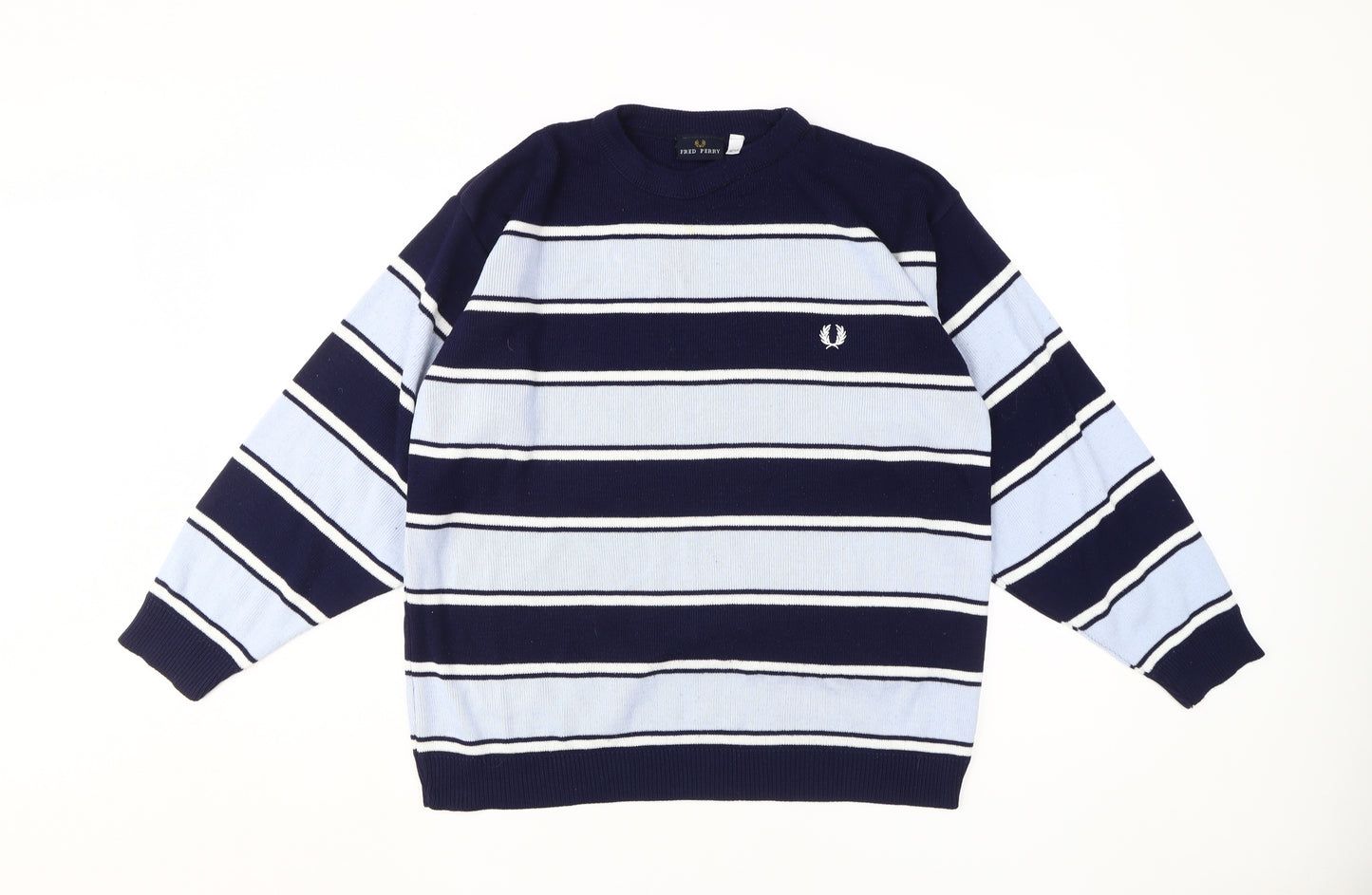 Fred Perry Men's Blue Striped Pullover S