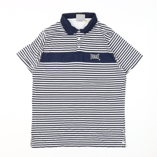 Everlast Men's Black Striped Polo Shirt L