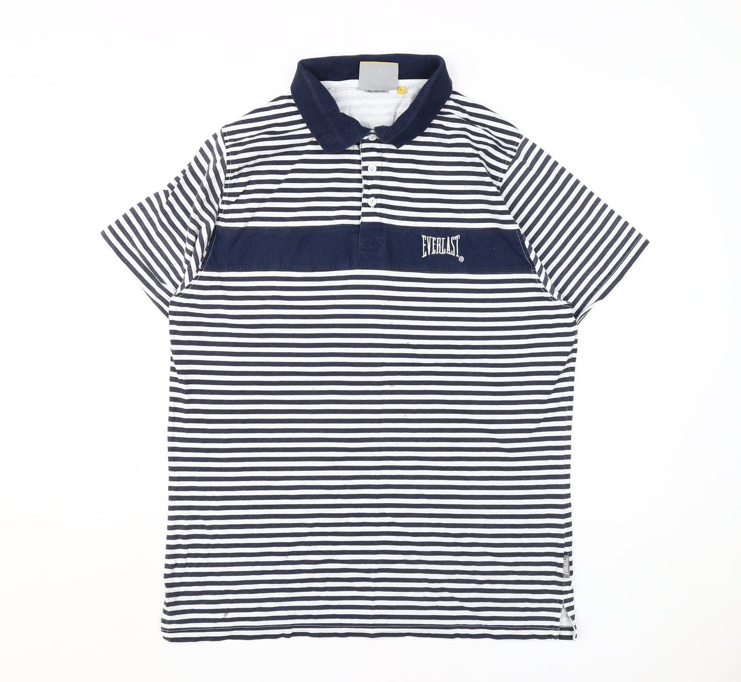 Everlast Men's Black Striped Polo Shirt L