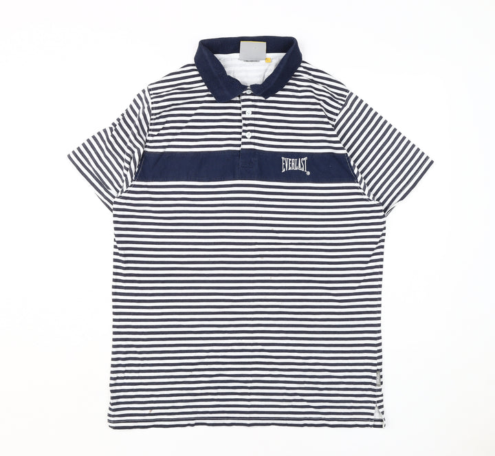 Everlast Men's Black Striped Polo Shirt L