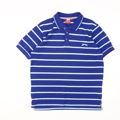 Slazenger Men's Blue Striped Polo T-Shirt, Size L
