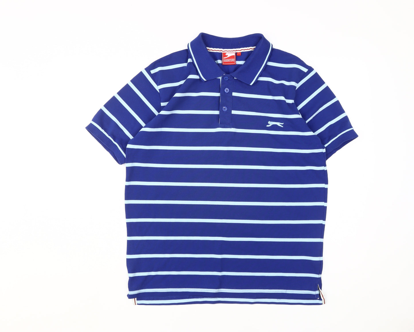 Slazenger Men's Blue Striped Polo T-Shirt, Size L