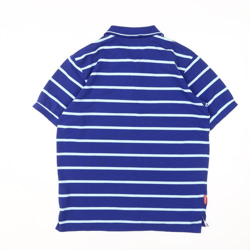 Slazenger Men's Blue Striped Polo T-Shirt, Size L