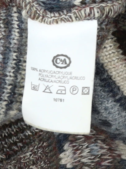 C&A Men's XL Brown Fair Isle Roll Neck Jumper