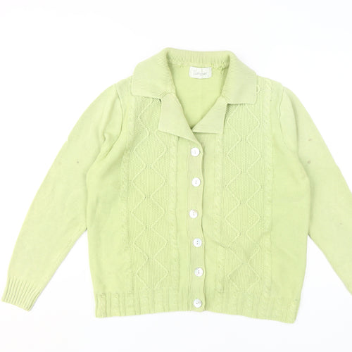 Jumper Women's Green Cable-Knit Cardigan L