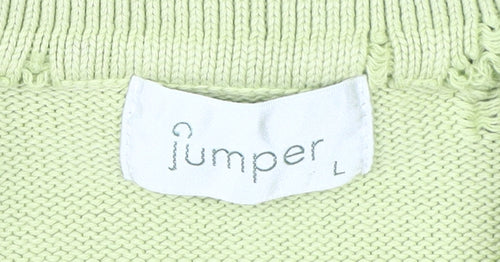 Jumper Women's Green Cable-Knit Cardigan L