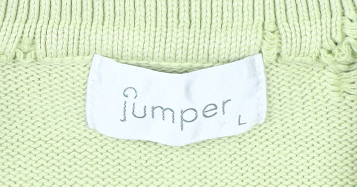 Jumper Women's Green Cable-Knit Cardigan L