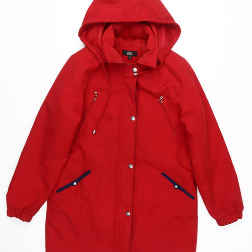 JBC Women's Red Parka Coat Size 12 - Stylish Winter Essential