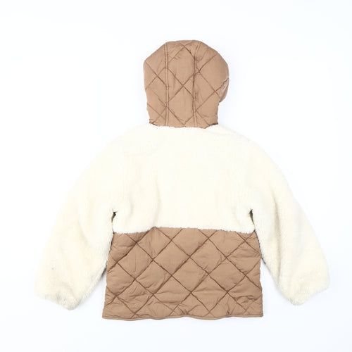 Next Girls Brown Ivory Quilted Puffer Jacket 5-6 Years