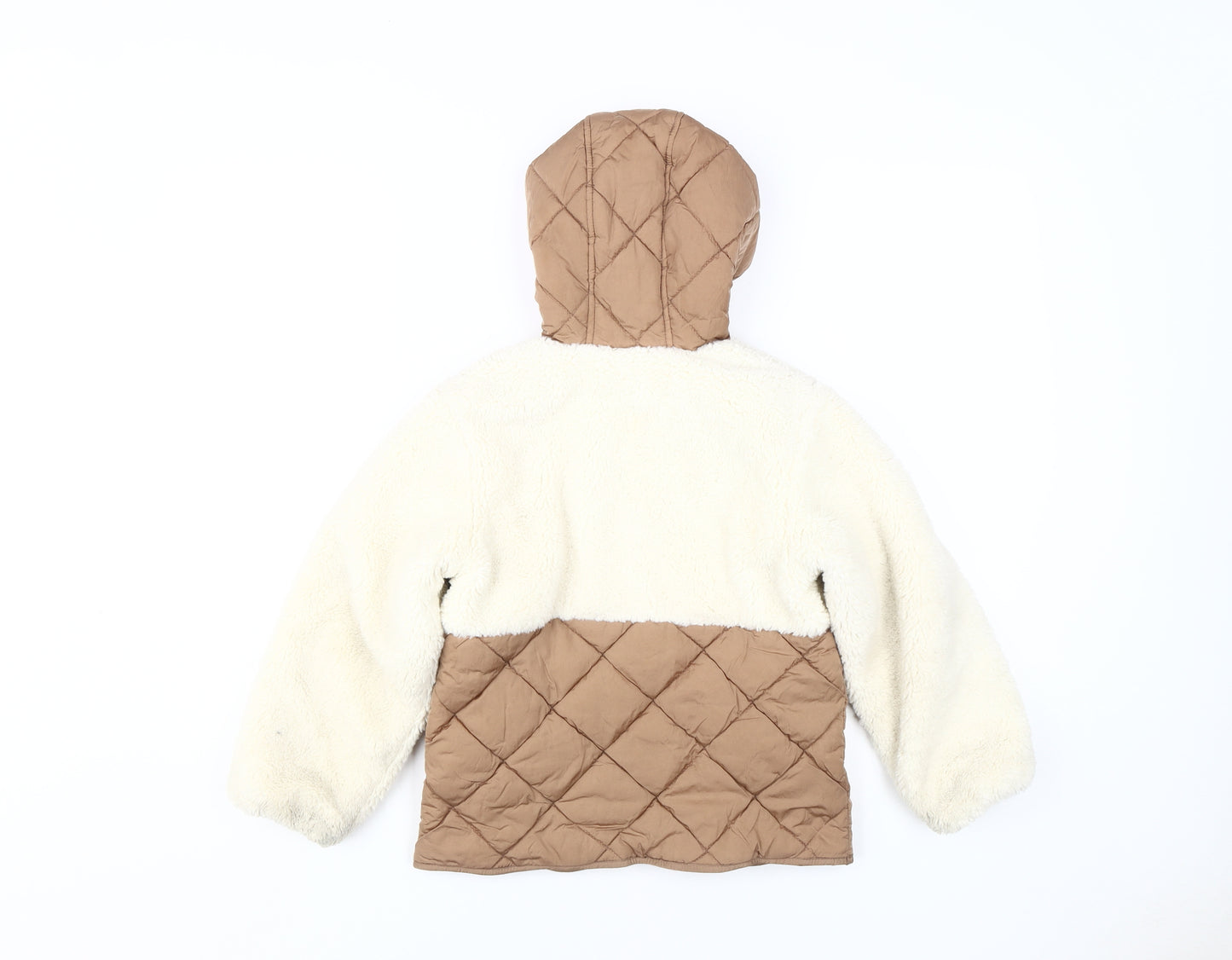 Next Girls Brown Ivory Quilted Puffer Jacket 5-6 Years