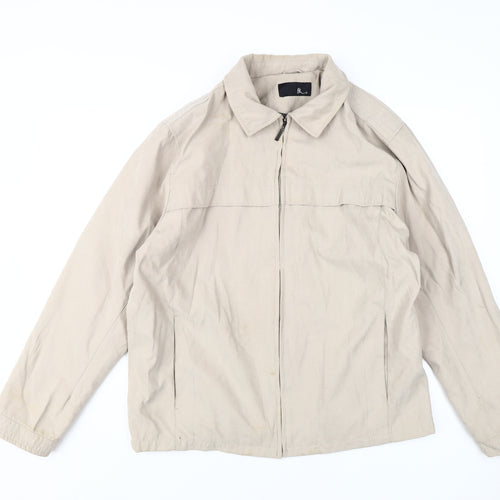 BHS Men's Beige Basic Jacket M, Casual Zip Mid-Length