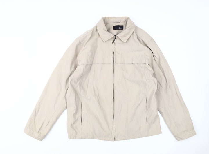 BHS Men's Beige Basic Jacket M, Casual Zip Mid-Length