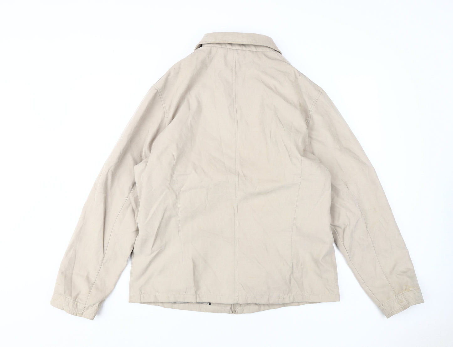 BHS Men's Beige Basic Jacket M, Casual Zip Mid-Length