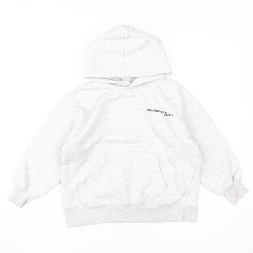 Zara Girls Grey Pullover Hoodie, 8-9 Years, Cozy Knit