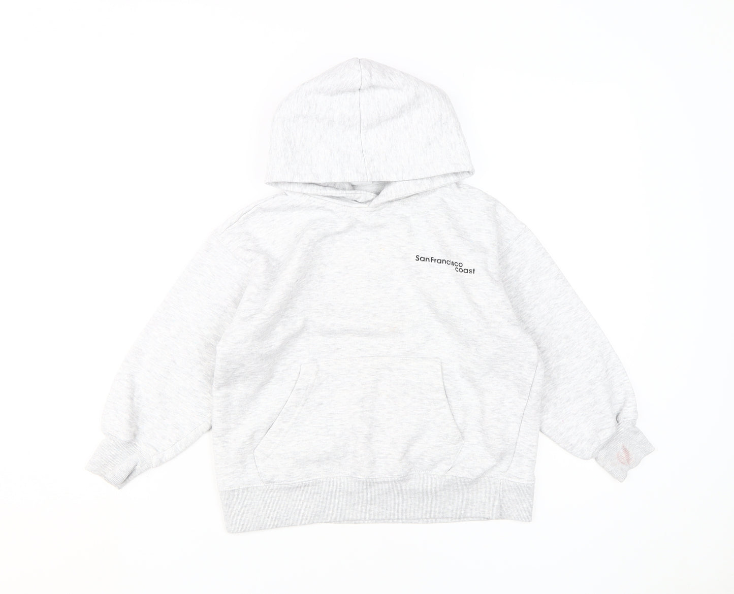 Zara Girls Grey Pullover Hoodie, 8-9 Years, Cozy Knit