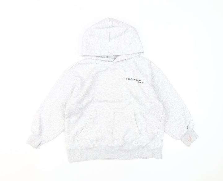 Zara Girls Grey Pullover Hoodie, 8-9 Years, Cozy Knit