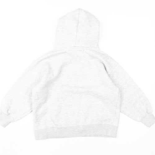 Zara Girls Grey Pullover Hoodie, 8-9 Years, Cozy Knit