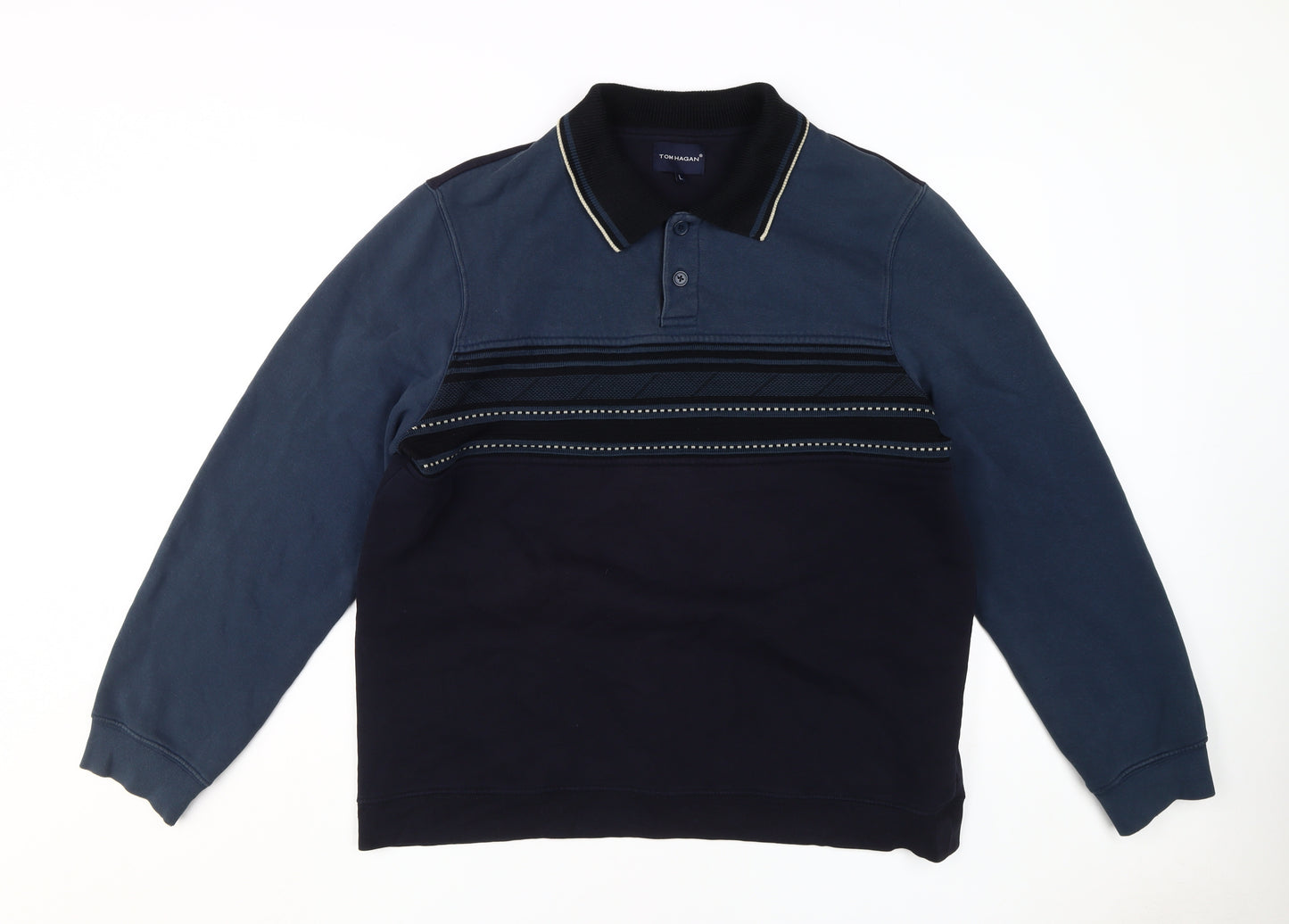 Tom Hagan Men’s Blue Henley Sweatshirt L