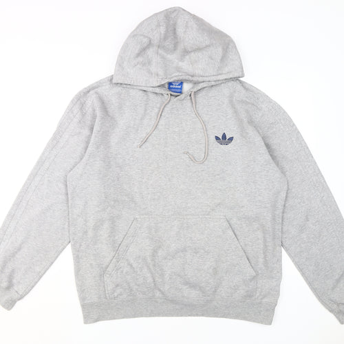 Adidas Men's Grey Pullover Hoodie, Size L