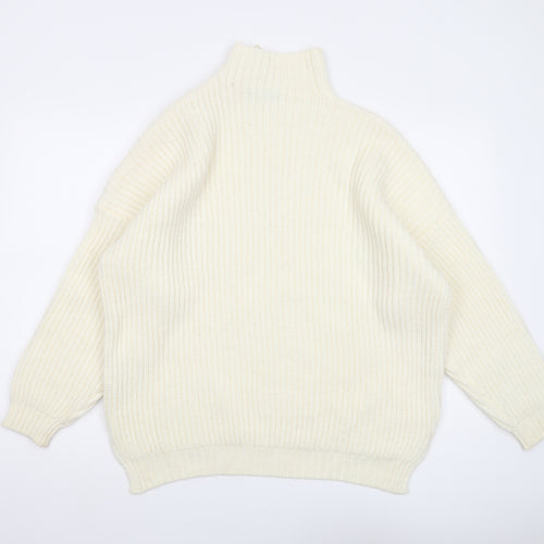 Benetton Women's Ivory Roll Neck Knit Jumper M