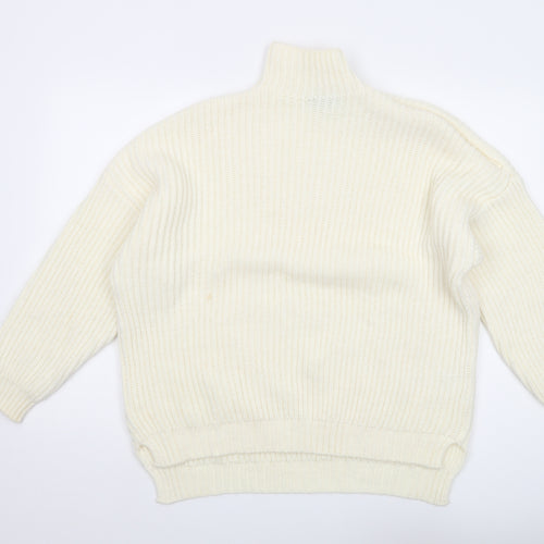 Benetton Women's Ivory Roll Neck Knit Jumper M