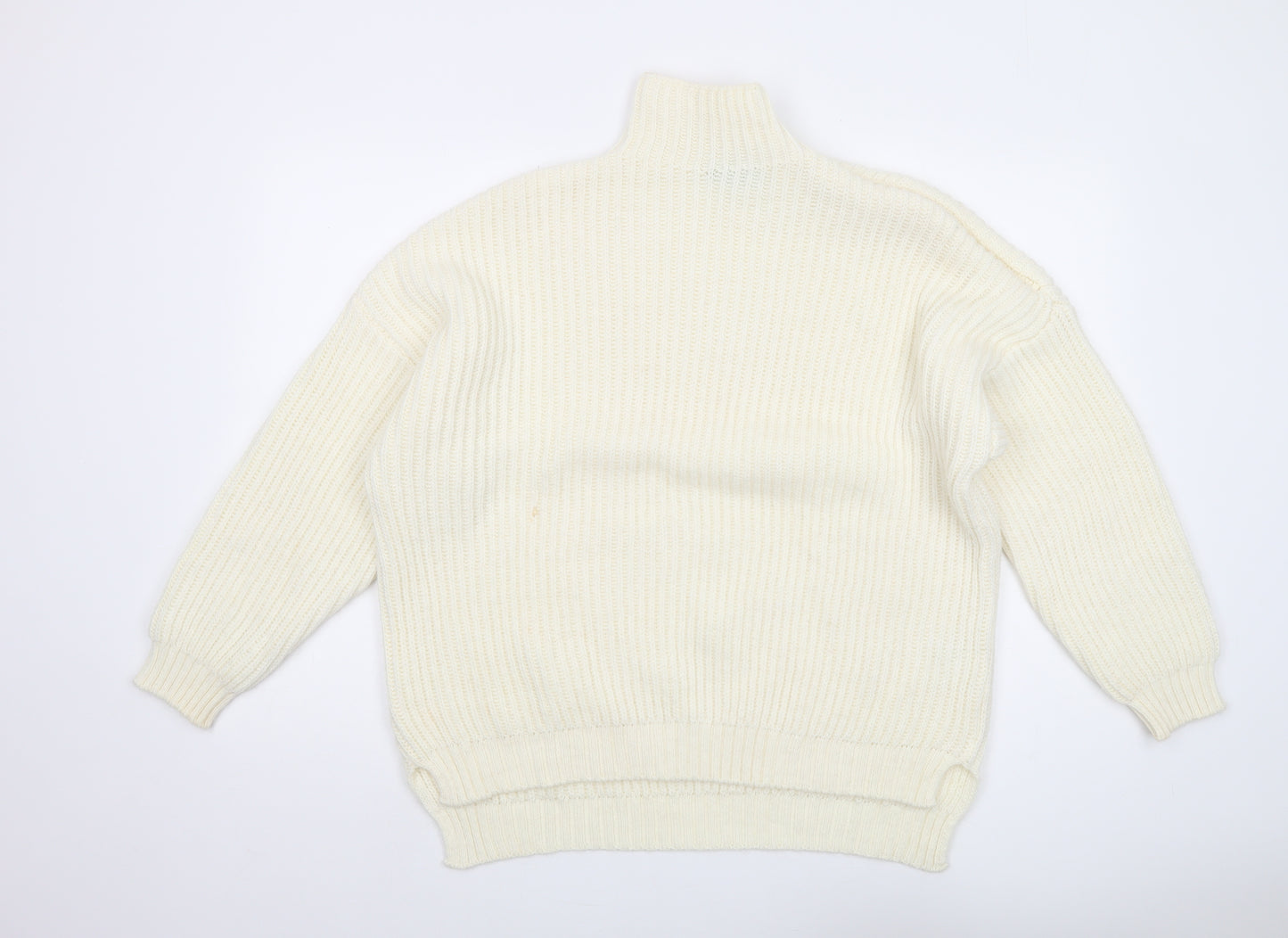 Benetton Women's Ivory Roll Neck Knit Jumper M