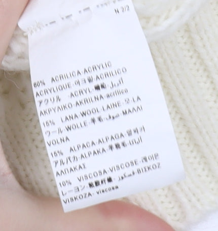 Benetton Women's Ivory Roll Neck Knit Jumper M