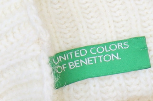 Benetton Women's Ivory Roll Neck Knit Jumper M