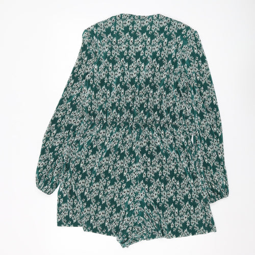 Topshop Women's Green Floral Playsuit Size 8