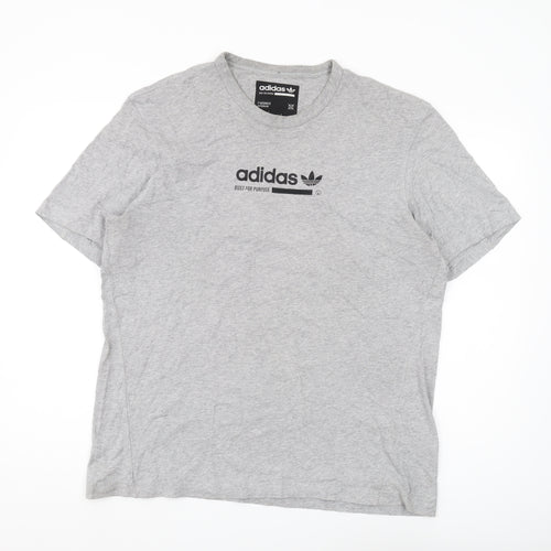 Adidas Men's Grey Logo Crew Neck T-Shirt L