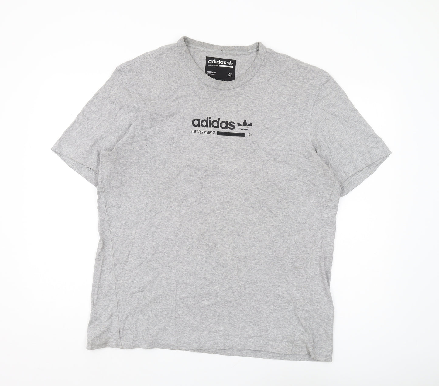 Adidas Men's Grey Logo Crew Neck T-Shirt L