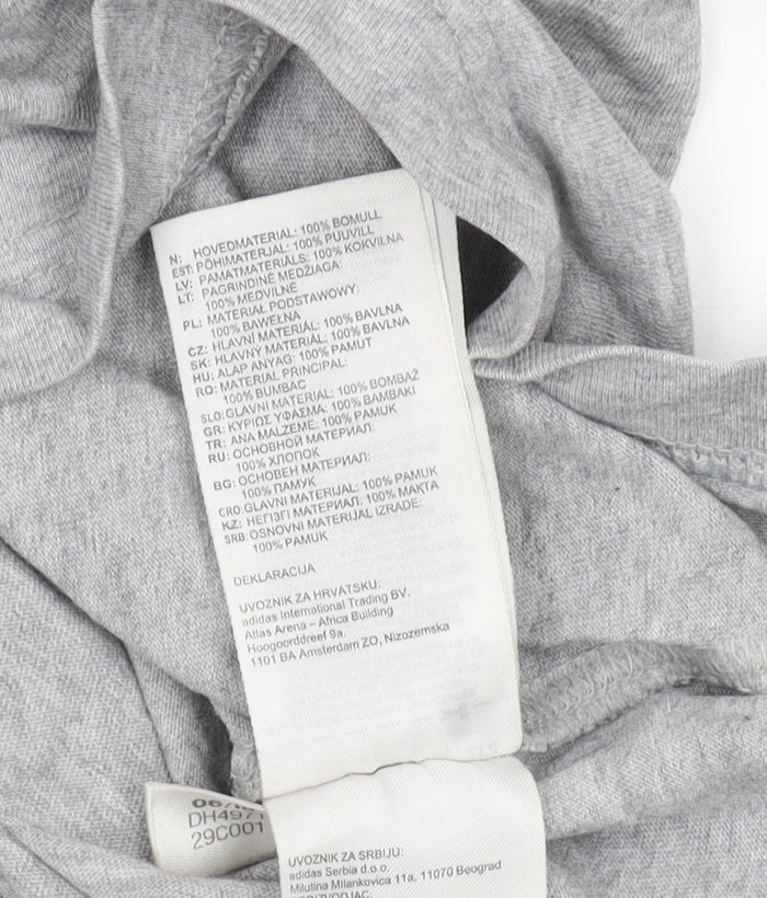 Adidas Men's Grey Logo Crew Neck T-Shirt L