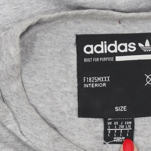 Adidas Men's Grey Logo Crew Neck T-Shirt L