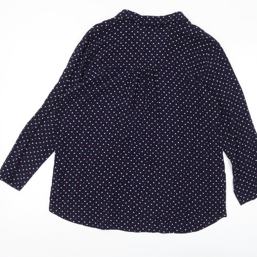 M&Co Women's Blue Polka Dot Button-Up Tunic, Size 16 Petites