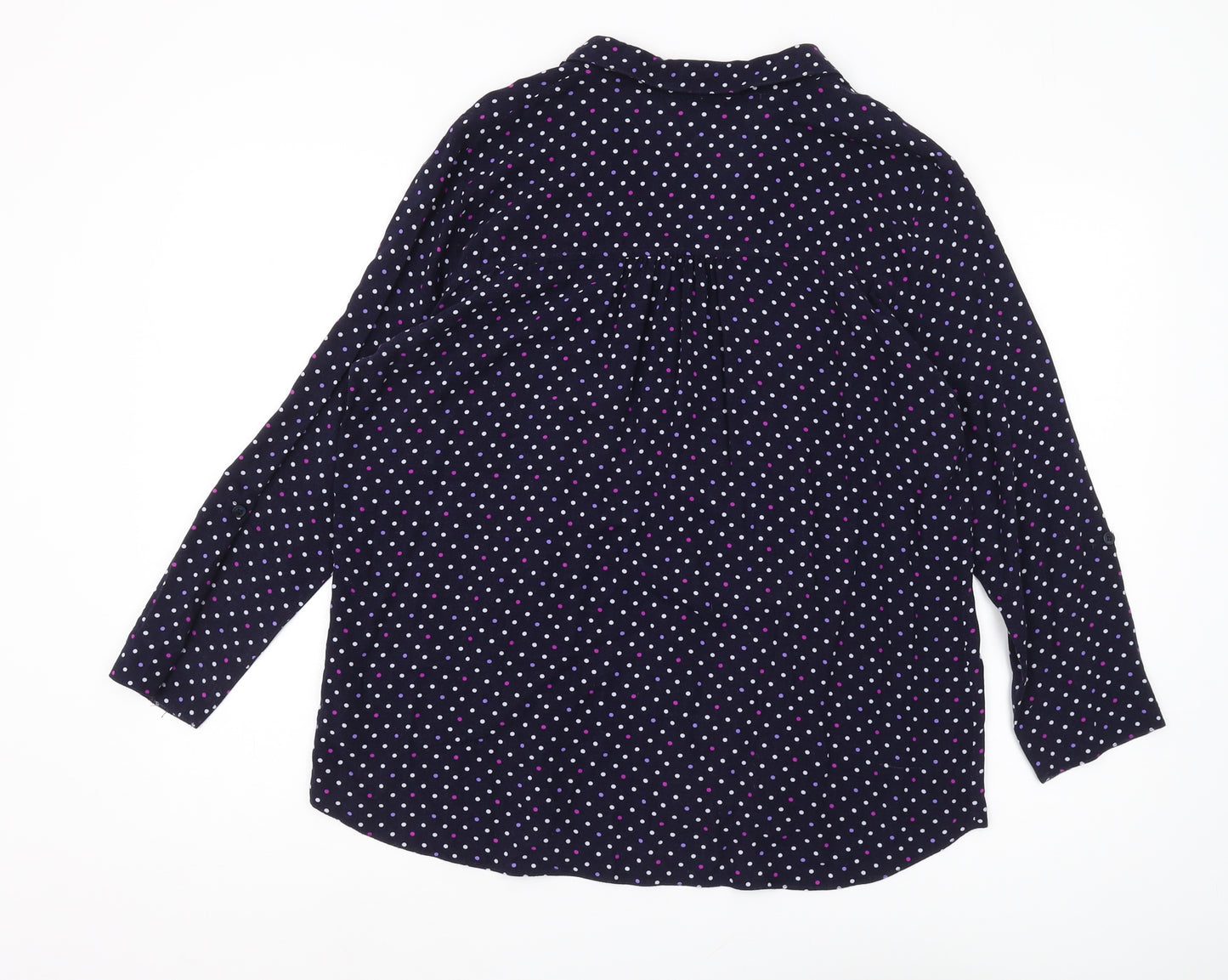 M&Co Women's Blue Polka Dot Button-Up Tunic, Size 16 Petites