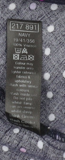 M&Co Women's Blue Polka Dot Button-Up Tunic, Size 16 Petites