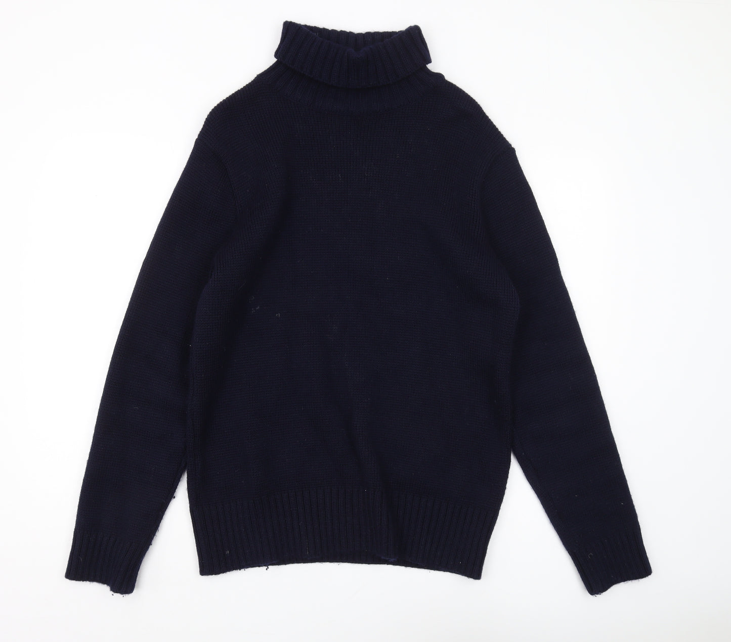 Paul James Men's Blue Roll Neck Merino Wool Pullover