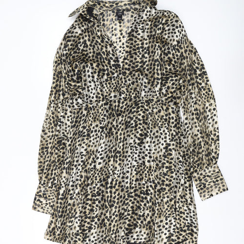 River Island Women's Leopard Print Collared Dress 10