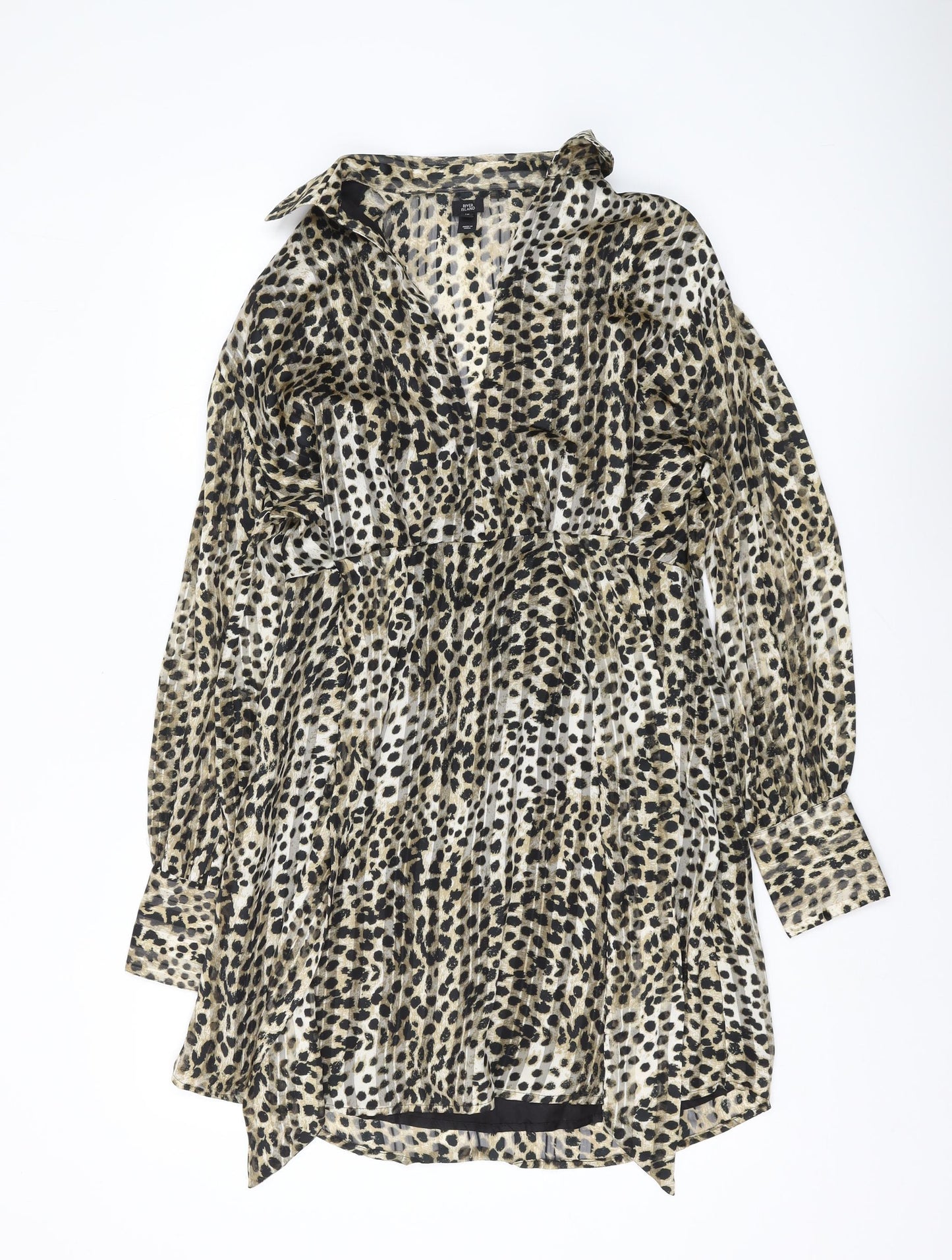 River Island Women's Leopard Print Collared Dress 10
