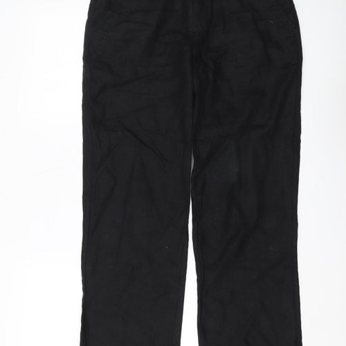 Fat Face Black Linen Women's Trousers Size 12