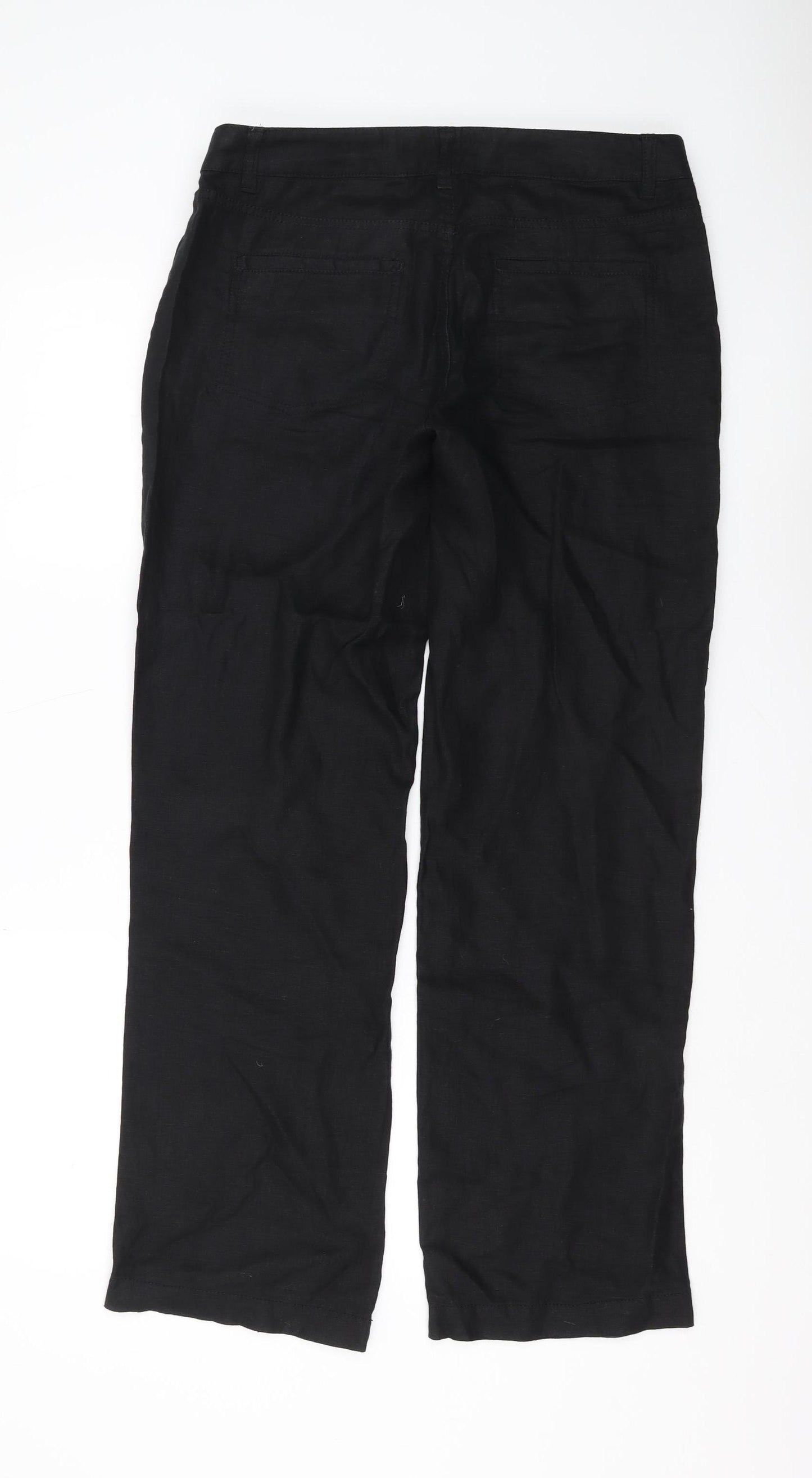 Fat Face Black Linen Women's Trousers Size 12