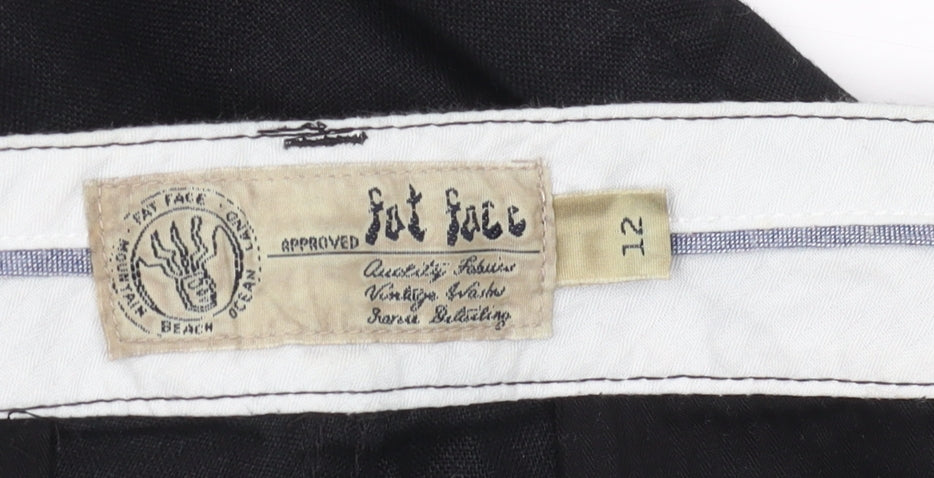 Fat Face Black Linen Women's Trousers Size 12