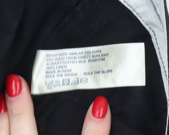 Fat Face Black Linen Women's Trousers Size 12