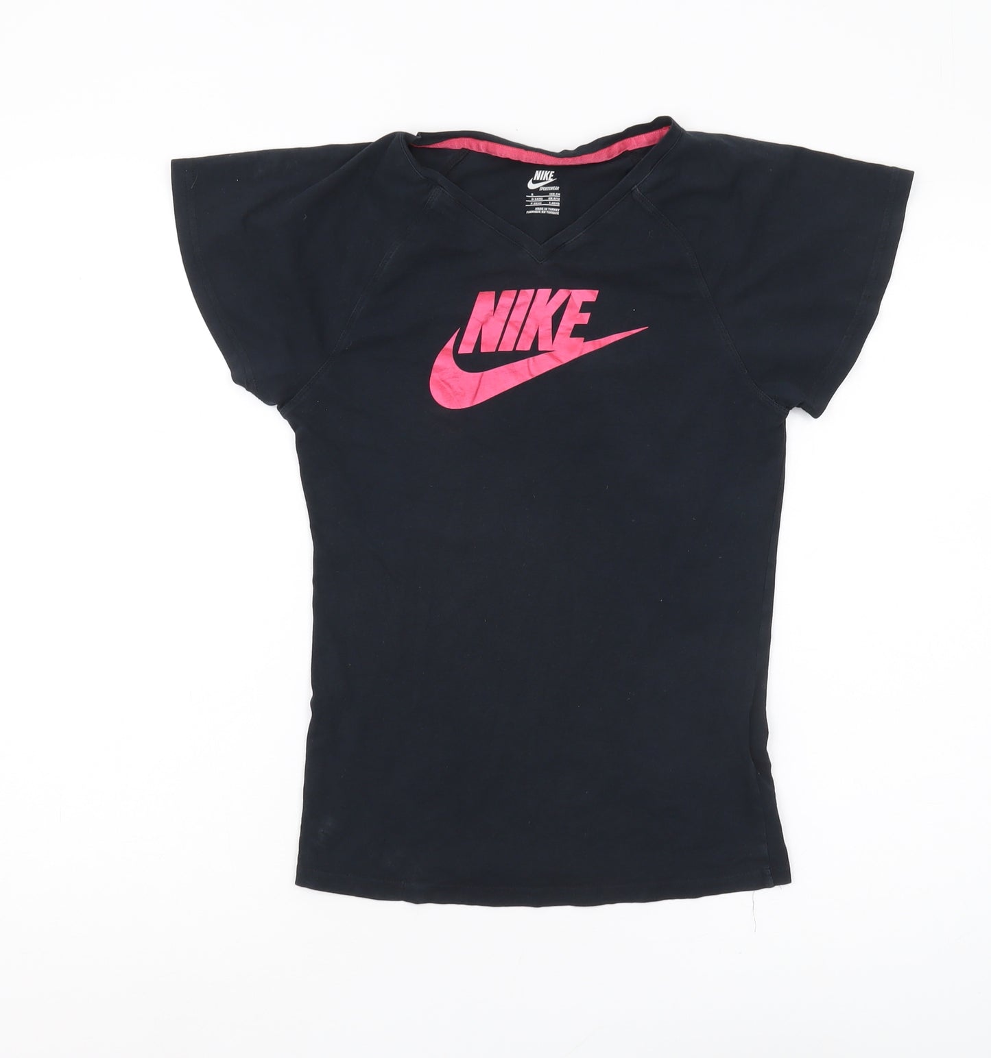 Nike Women's Black V-Neck T-Shirt Size 8