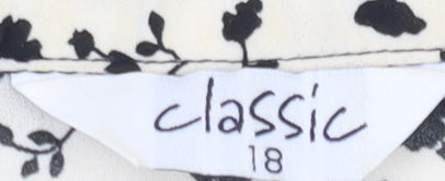 Classic Women's White Floral Tunic Blouse Size 18