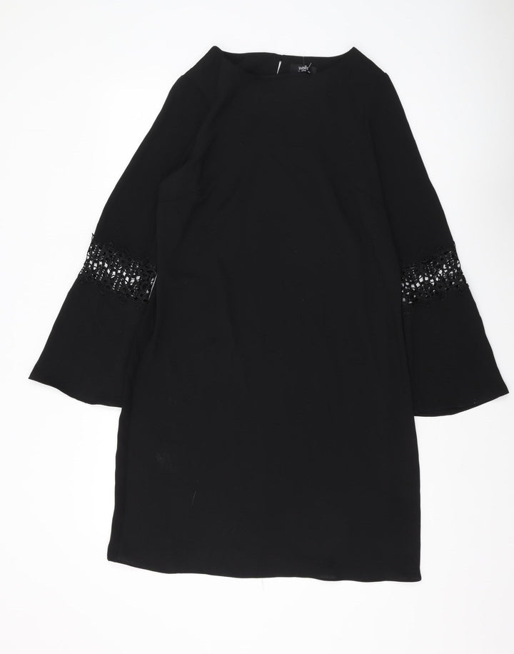 Wallis Black Shift Dress, 10, 3/4 Bell Sleeves